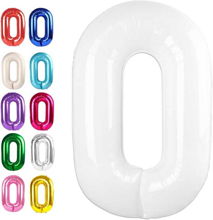 White Number 0 Balloon 40 inch, Balloon numbers party supplies, deco photo shoot by Upgesy