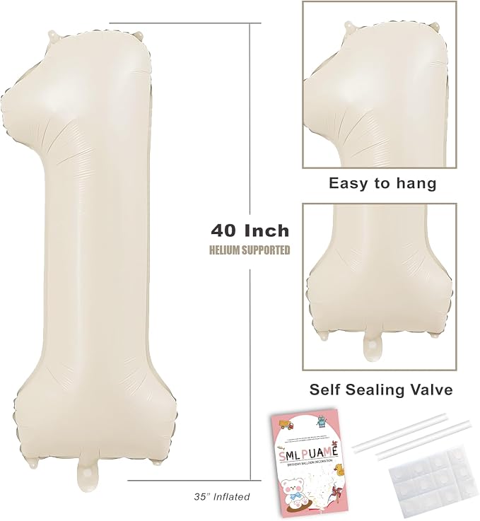 40 Inch Beige Number 7 Balloons - Image 4