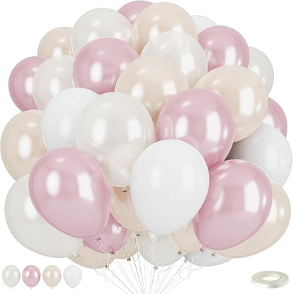 Double Stuffed Pearl White and Pink Balloons by Togvu