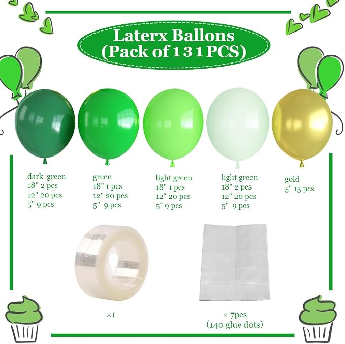 Green and Gold Balloon Arch Kit, Birthday Party Decor | Shades of Green Gold - Image 2