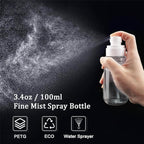 Cosywell Fine Mist Spray Bottle TSA Approved 3.4oz 100ml 3 Pack Empty Cosmetic Refillable Travel Containers Plastic Spray Bottle for Perfume Essential Oils Toners Rose Water Cosmetics (3Clear)