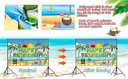 Hawaiian Retirement Party Decorations, Happy Retirement Banner Backdrop | Large - Image 7