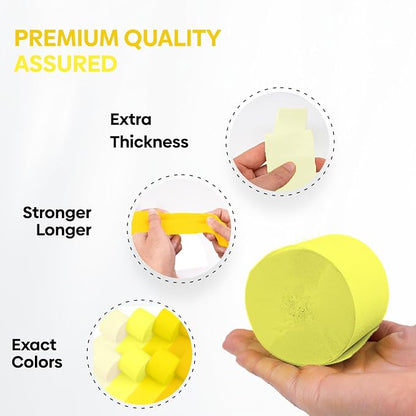 8 Yellow Streamers with White, 656ft Pack of Crepe Paper Party Decorations | - Image 4