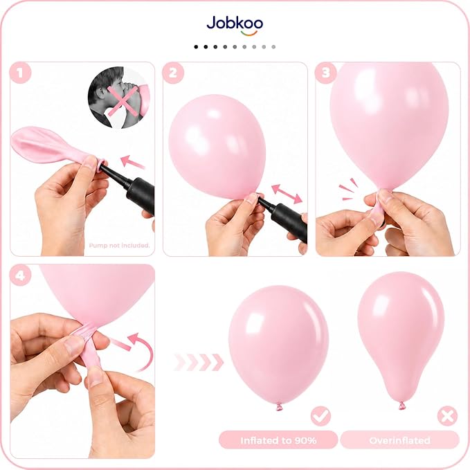 Jobkoo Pink Balloons, 12 Inch Pastel Baby Light Pale Pink Latex Balloon | Soft - Image 5