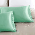 Aormenzy Satin Pillow Cases for Women Standard Size Set of 2, Mint Green Satin Pillowcase for Hair with Envelope Closure Silky Pillow Covers Wrinkle, Fade Resistant (20x26 Inches)