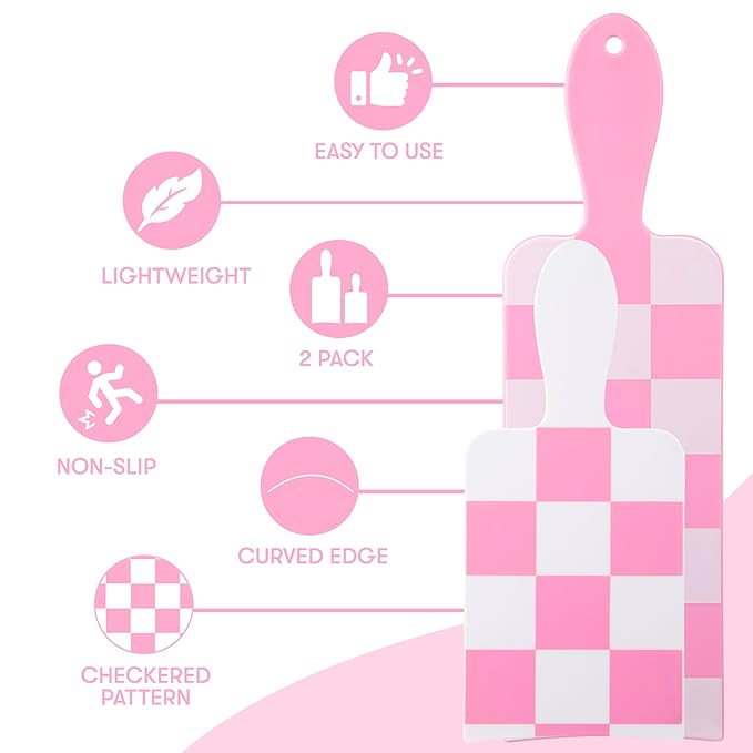 FRAMAR Checkered Balayage Board and Paddle Set - Long and Short Foil Board For Highlights, Balayage Hair Dye Kit, Hair Salon Supplies, For Enhanced Precision - 2 Pack - Pink and White