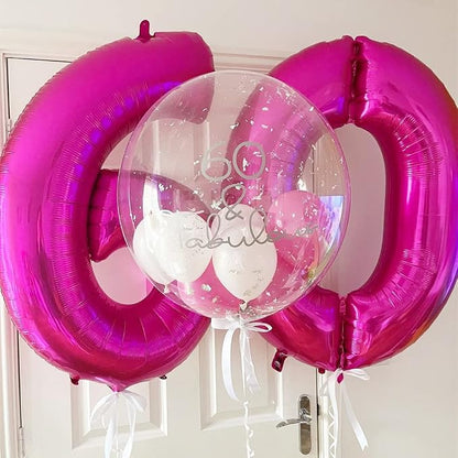 Hot Pink 60 Balloon Numbers, 40 Inch 60th Birthday Balloon Foil Mylar Number 60 - Image 6