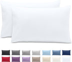 Bare Home Microfiber Pillow Cases - Queen Size Set of 2 - Cooling Pillowcases - Double Brushed - Easy Care - Envelope Closure (Queen Pillowcase Set of 2, White)