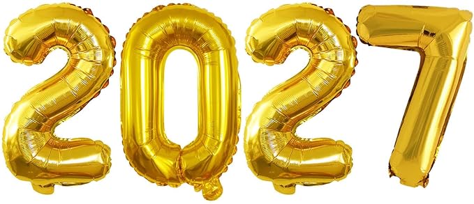 Gold 2027 Foil Number Balloons for 2027 New Year Eve Festival Party Supplies by GOER