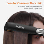 Faszin Professional Hair Straightener, 1.18 inch Ionic Titanium Plate, 20S Fast Heat Up Flat Iron with Clear LED Display, 2 in 1 Straightener and Curler Styling Tool for Straighten Hair (Black)