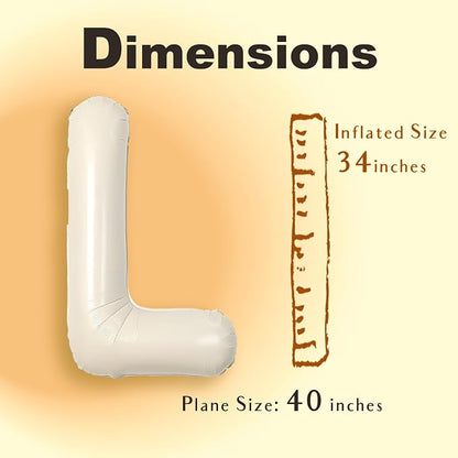 SUWEN 40 Inch Cream Large L Letter Balloons Big Foil Helium A-Z | Jumbo Mylar - Image 6