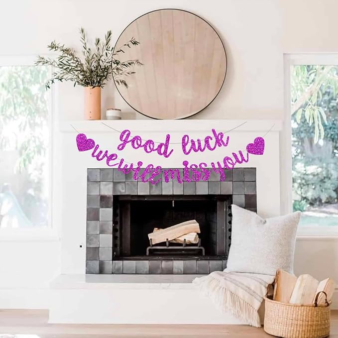 BEISHIDA Purple Good Luck We Will Miss You Banner Party Decor No DIY | Glitter - Image 4