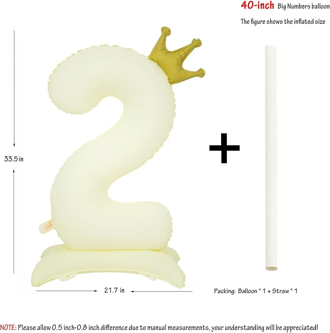 Standing White Crown Number 2 Balloon 40In Retro White Crown 2 Balloon | - Image 2