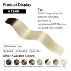 SUYYA Tape in Hair Extensions Human Hair Ombre Darkest Brown to Platinum Blonde 20 Inch 50g/pack 20pcs Straight Seamless Skin Weft Tape in Real Human Hair Extensions(20inch #T2/60)