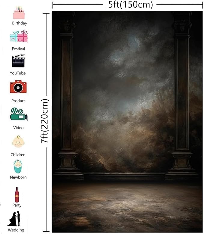 5x7ft Dark Vintage Photography Backdrops Portrait Photo Backdrop Wedding Bridal - Image 5