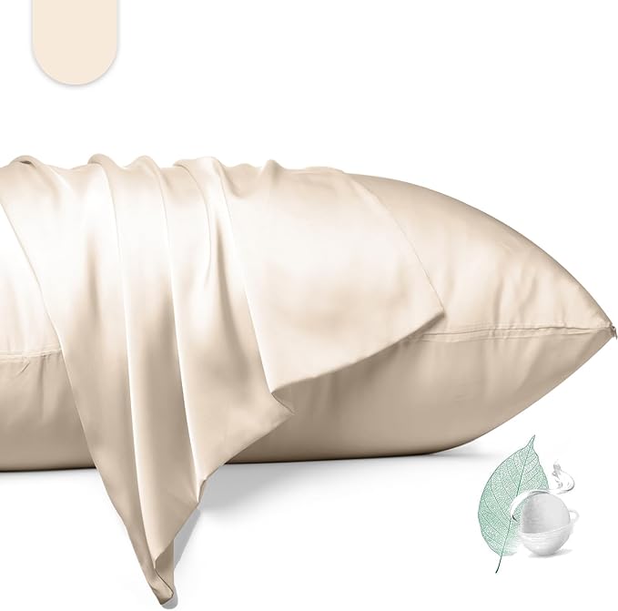 100% Mulberry Silk Pillowcase 2 Pack,King Size Silk Pillow Cases for Hair and Skin,Silky Smooth Bed Pillow Cover with Hidden Zipper,Natural Silk Pillow Case Set of 2 (Beige, King 20X36)