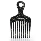 14MX Hair and Beard Wide Tooth Comb for Women and Men, Cellulose Acetate, Curly Thick Afro Hair Styles, 5.5 inches(14 cm), Black, 1 PACK