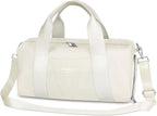 Compact Sports Gym Bag for Women, Cute Mini Duffle Bag with Wet Pocket & Shoes Compartment, Personal Item Travel Workout Bag, 16"-Small, Beige