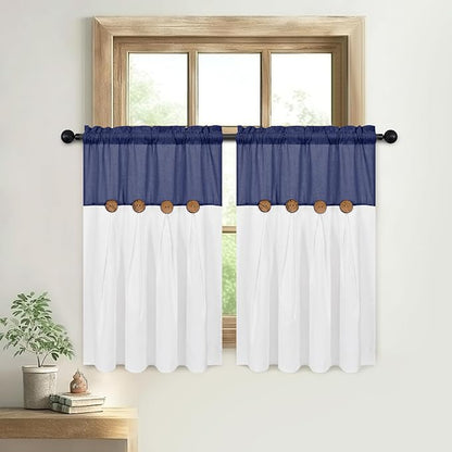 Boho Kitchen Curtains, 36 Inch Length, Farmhouse Cotton Linen Tier Curtains - Image 8