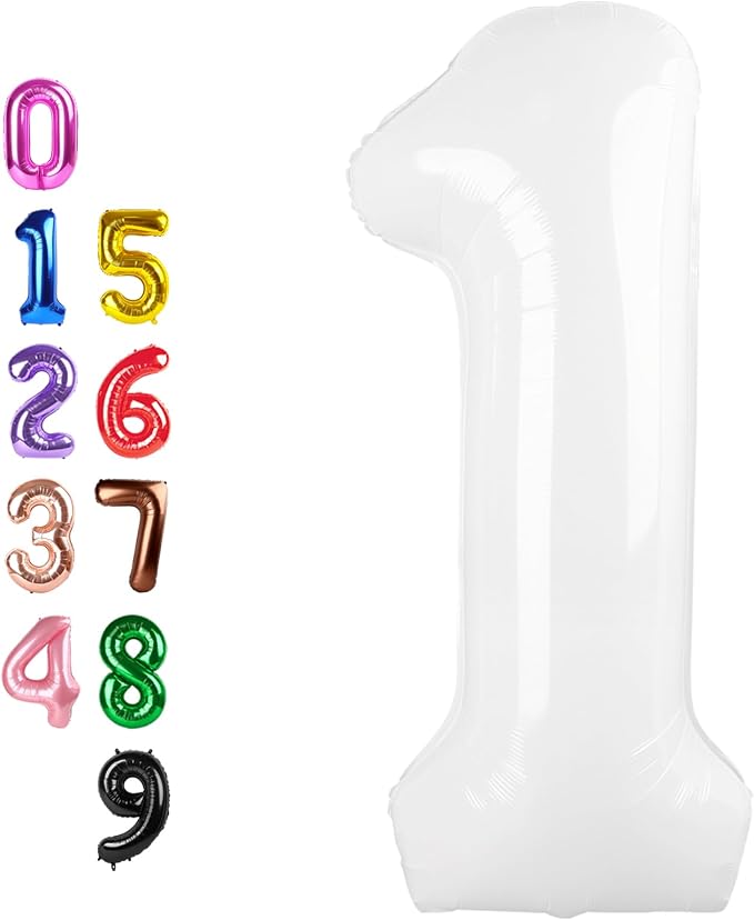 Number Balloons 1 Balloon White by Enyeopd