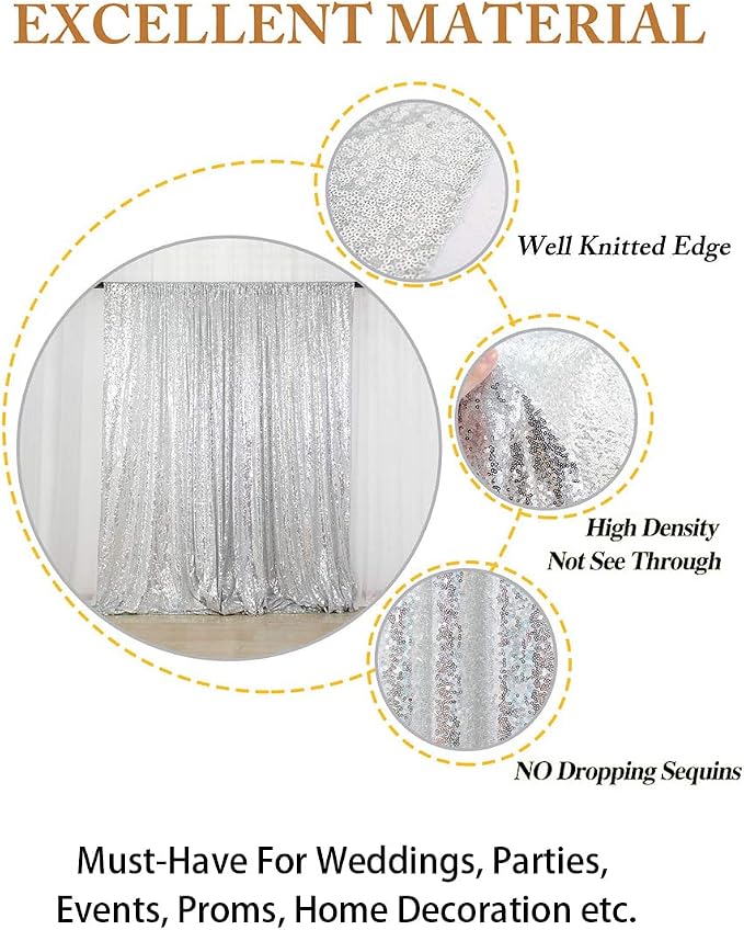 ShinyBeauty Silver Sequin Photo Backdrop 7x7ft - Image 4