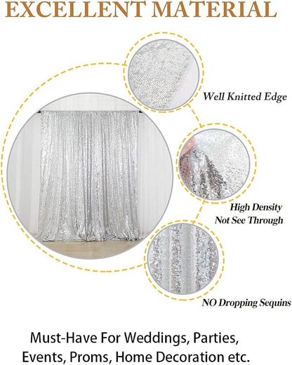 ShinyBeauty Silver Sequin Photo Backdrop 7x7ft - Image 4