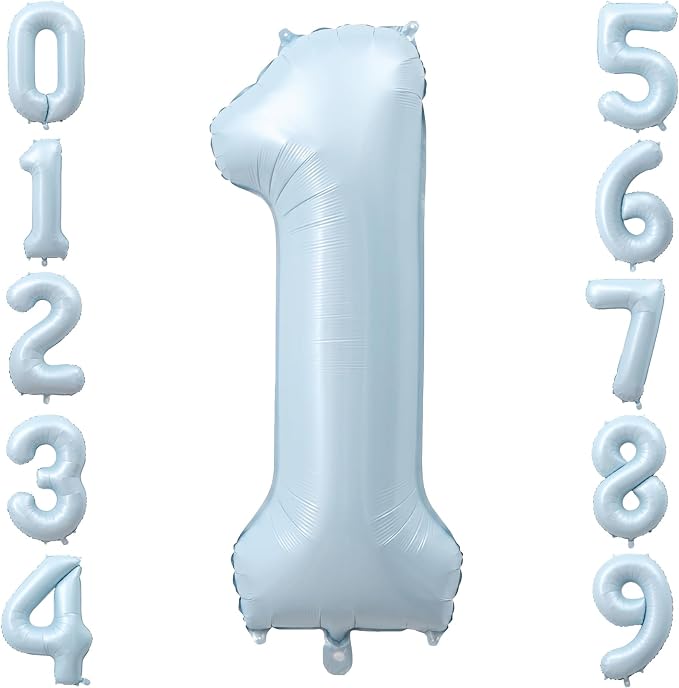 40 Inch Light Blue Foil Number 1 Balloon by TNCDJKPA
