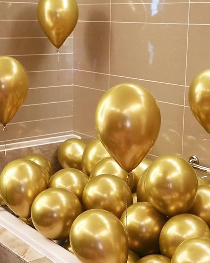 KBZVNAF Gold Metallic Chrome Latex Balloons 50 Pack 12 inch | Round Helium - Image 4