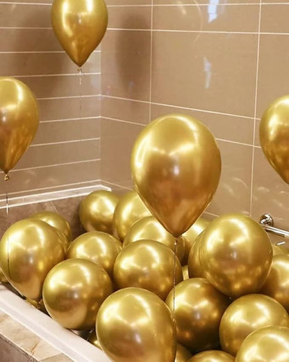KBZVNAF Gold Metallic Chrome Latex Balloons 50 Pack 12 inch | Round Helium - Image 4