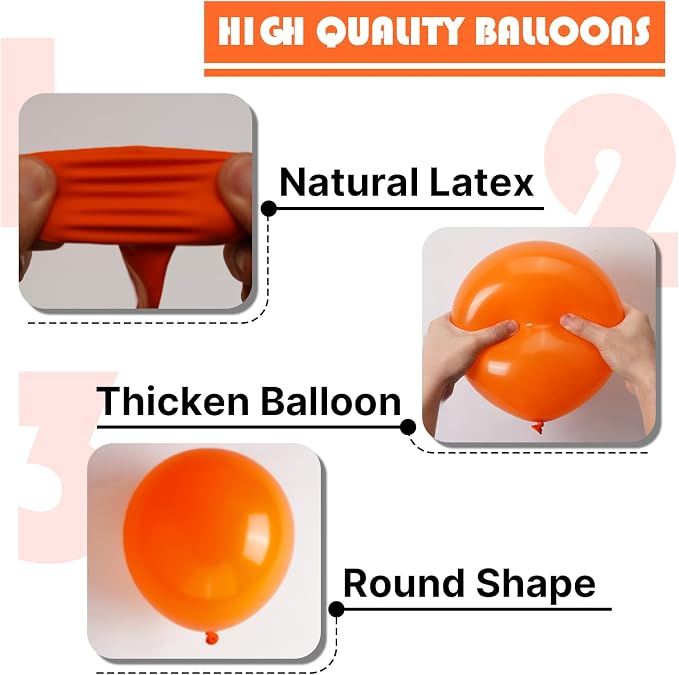 PartyWoo Orange Balloons 50pcs Orange Latex Helium Balloons 5 Inch | Birthday - Image 8
