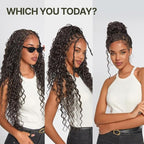 Frodio Braided Wig Veralux™ Fiber Full Lace Boho Curly Water Wave Synthetic Box Braided Wigs For Black Women Salon-Level 200% Density Bohemia Natural Scalp 30 Inches