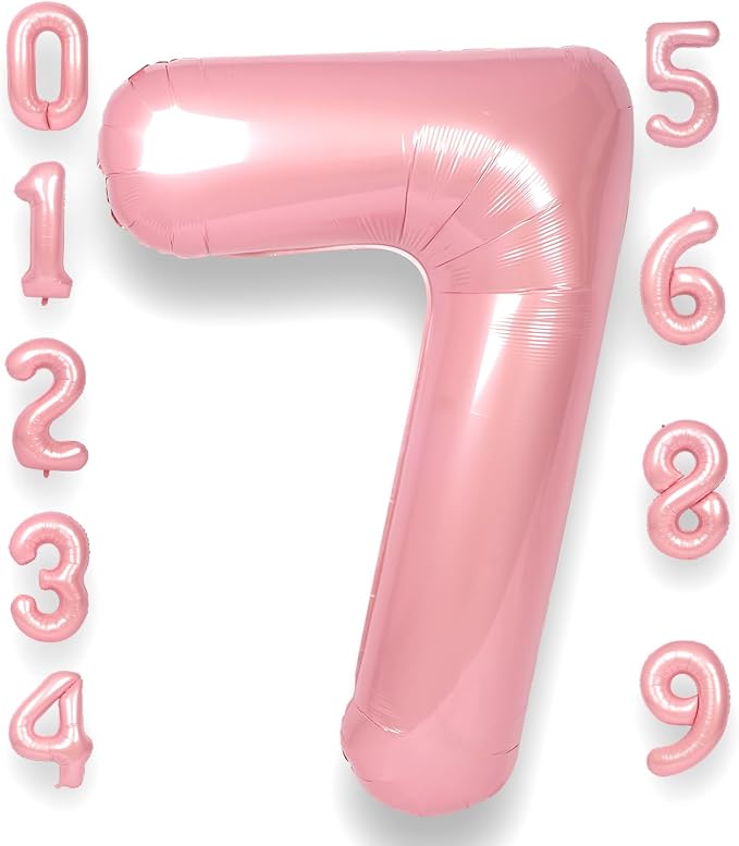 RainbowQ Pink 7 Balloon Number 40 Inch 0-40 Foil Large Balloons | Big Mylar 7 by RainbowQParty