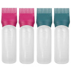 4 Pack Root Comb Applicator Bottle, Hair Oil Comb Applicator for Hair Dye, Shampoos, Salons (Red+Green)