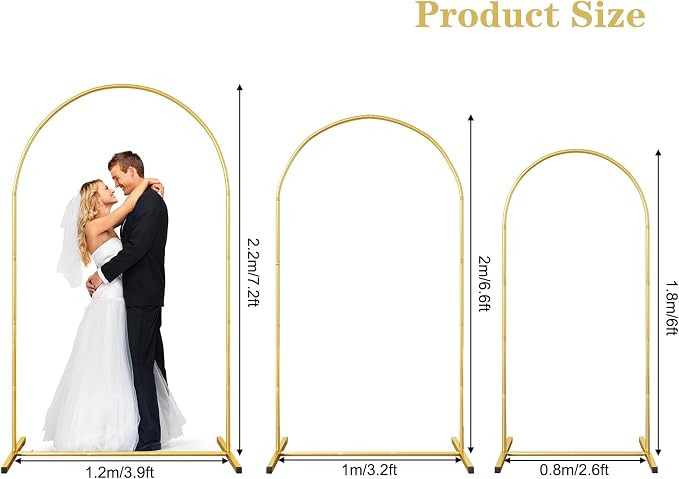 RUBFAC Arch Backdrop Stand Set of 3, 6FT/6.6FT/7.2FT - Image 2