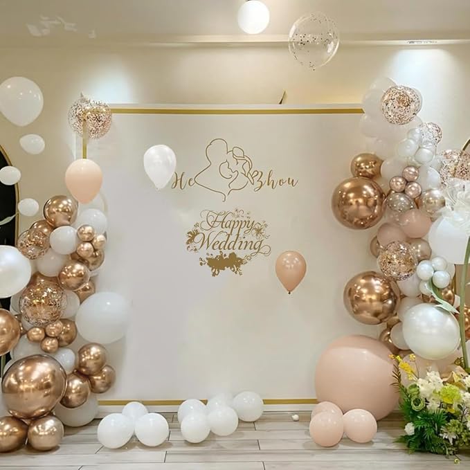 White Champagne Gold Balloon Garland Arch Kit - Image 7