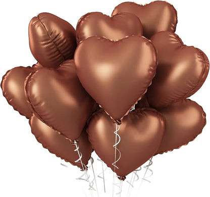 10PCS Brown Khaki Heart Shape Balloons by BIAPIAN