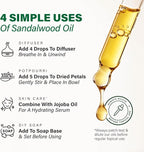 KUKKA Sandalwood Essential Oils - 4 Fl Oz - for Hair, Skin, Diffuser, Aromatherapy & DIY Soap Making Scent