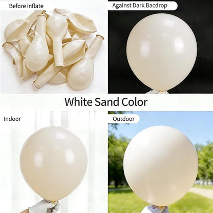 50pcs Cream Beige Balloons 12 Inch, Matte Neutral Sand White Nude Latex Balloon - Image 6