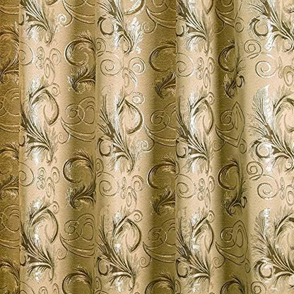 GLORY RUGS Jacquard Luxury Window 2 Panel Set Taupe Curtain - Image 4