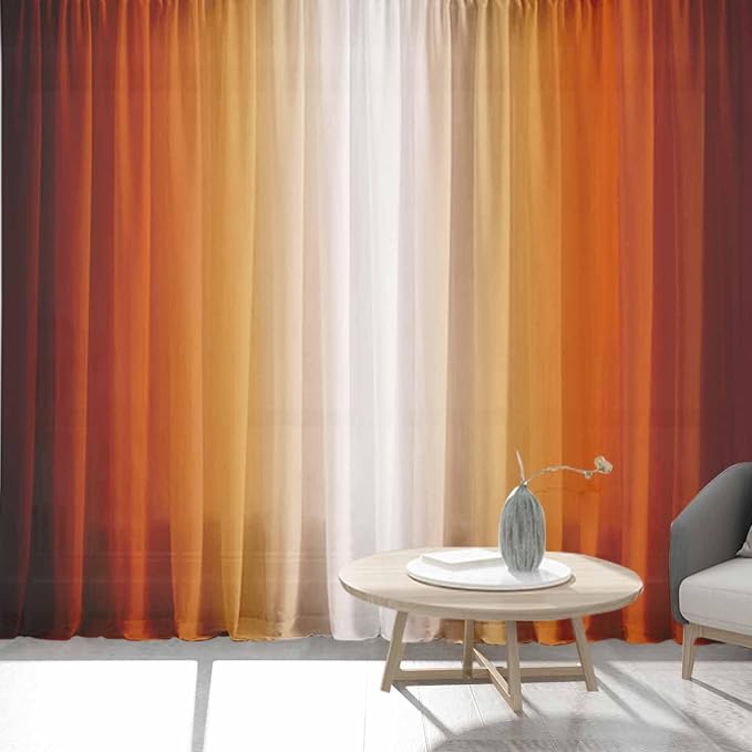 Abstract Orange Curtains for Living Room 84 inch Length 2 Panels Set, Burnt - Image 7