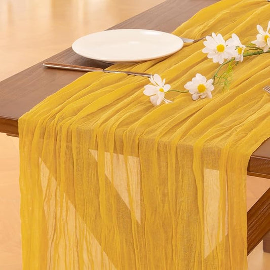 Cheesecloth Table Runner Summer Boho Wedding Birthday Party Home Decor | Gold by Socomi