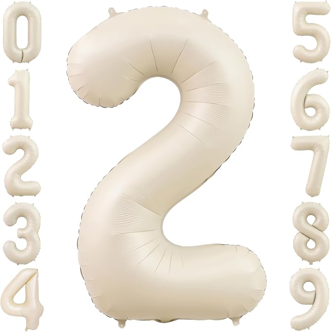 40 Inch Cream Foil Number 2 Balloon by TNCDJKPA
