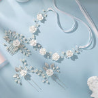 Wedding Hair Accessories Hair pieces Set Crystal bridal hair pins Rhinestone Pearl Hair comb Brides and Bridesmaids, Girls, Women(（4PCS/SET SILVERY)