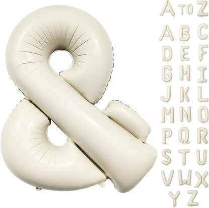 40 Inch Cream Giant Custom Alphabet & Foil Name Balloons by Lingqiang