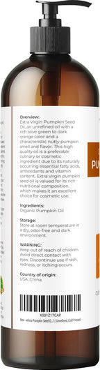 velona Pumpkin Seed Oil USDA Certified Organic - 8 Fl Oz | 100% Pure and Natural Carrier Oil | Unrefined, Cold Pressed | Cooking, Face, Hair, Body & Skin Care | Use Today - Enjoy Result