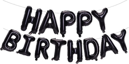 PIGETALE Black Happy Birthday Balloons Banner, 16 Inch Mylar Foil Letters Happy by welcomePIGETALE