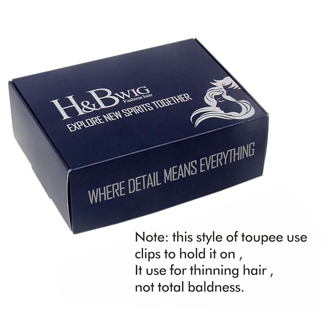 H&Bwig Men Short Toppers Hairpiece Brown with Clips in Hair Extensions for Covering White Loss Hair Toupee