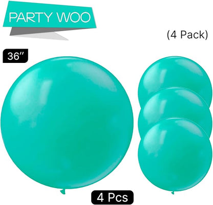 PartyWoo Teal Balloons 4pcs Turquoise Dark Teal Color 36 Inch | Balloons - Image 3
