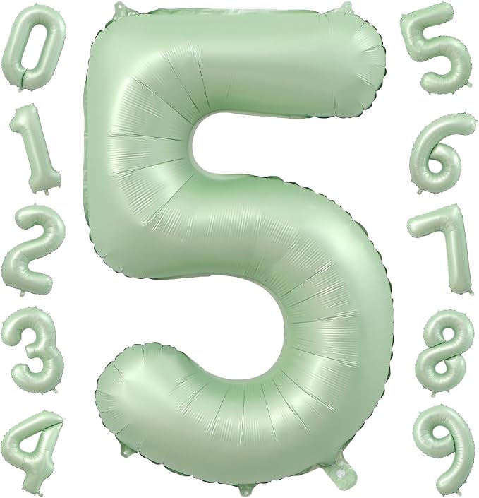 40 Inch Olive Green Number 5 Foil Balloon by TNCDJKPA
