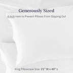 California Design Den Luxuriously Soft 600 Thread Count 100% Cotton King Size White Pillowcase Set of 2, Fits King Pillows